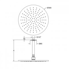 GESSI INCISO Потолочная душевая головка шарнирная на 1/2",300мм, цвет: finox