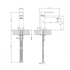 Gessi Rettangolo Смеситель для раковины на 1 отверстие, без донного клапана, цвет: черный