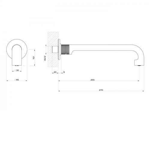 GESSI INCISO Настенный излив 255мм, на 1/2", комбинируемый с удаленным управлением (не входит в комплект), цвет: Finox Brushed Nickel