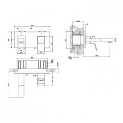 Gessi Rettangolo K Встраиваемый однорычажный смеситель для раковины, излив 201мм(внешние части), цвет: черный