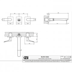GESSI Rilievo Встраиваемый смеситель для раковины на 3 отв, с изливом 213мм (внешние части), цвет: хром