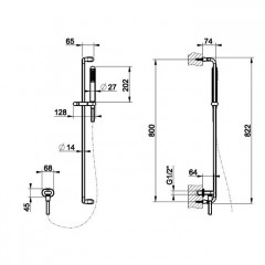 Gessi Goccia Душевая штанга с ручным душем, цвет: хром