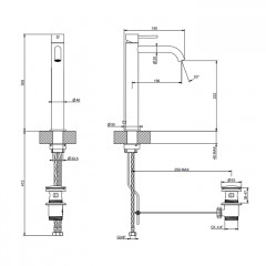 GESSI 316 Смеситель для раковины на 1 отверстие, высокий h=305мм, с донным клапаном, излив 155мм, цвет: brushed black metal pvd
