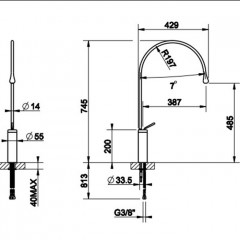 Gessi Goccia Смеситель для раковины на 1 отверстие, высокий, излив 387мм R=197, цвет: белый