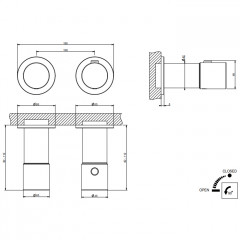 GESSI HABITO UNITO Смеситель настенный встраиваемый, термостатический, на 1 источник, внешняя часть, цвет Brass PVD