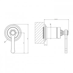 GESSI VENTI20 Смеситель встраиваемый, однорычажный, внешняя часть, цвет Brass PVD