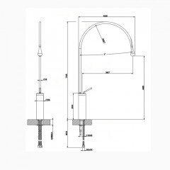 Gessi Goccia Смеситель для раковины на 1 отверстие, высокий, излив 387мм R=197, цвет: хром