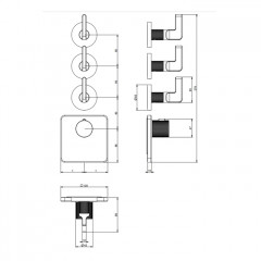GESSI INCISO Встраиваемый термостатический смеситель на 2 источника, резьба 3/4" (внешние части), цвет: nero XL