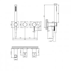 GESSI INVERSO DIAMANTATO Внешняя часть настенного смесителя для душа на 2 выхода,с ручным душем цвет: Warm Bronze Br PVD
