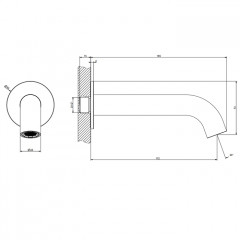 GESSI 316 Излив для ванны 172мм на 1/2", с удаленным управлением (не входит в комплект), цвет: brushed black metal pvd