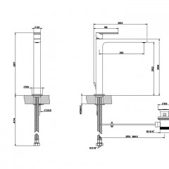Gessi Emporio Via manzoni Смеситель для раковины высокий с донным клапаном и соединительными шлангами, цвет: Finox Brushed Nickel