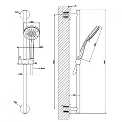 Gessi Emporio Emporio shower Штанга в комплекте с душевой лейкой на 3 позиции, шланг 1,50 м, цвет: Chrome