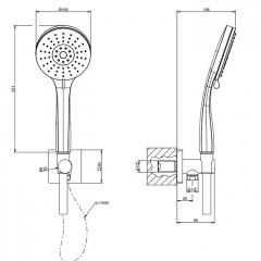 Gessi Emporio Emporio shower Душевой комплект: вывод воды, держатель, шланг 1,50 м и 3-позиционная душевая лейка с защитой от изв. налёта, цвет: Chro
