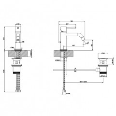 Gessi Emporio Via tortona Смеситель для раковины с донным клапаном и соединительными шлангами, цвет: Chrome