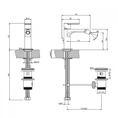 Gessi Emporio Via manzoni Смеситель для биде с донным клапаном и соединительными шлангами, цвет: Chrome