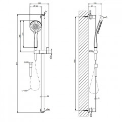 Gessi Emporio Emporio shower Штанга в комплекте с душевой лейкой на 3 позиции, шланг 1,50 м, цвет: Chrome