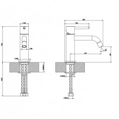 Gessi Emporio Via tortona Смеситель для раковины без донного клапана, с соединительными шлангами, цвет: Finox Brushed Nickel