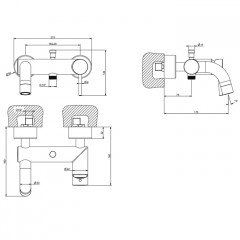 Gessi Emporio Via tortona Смеситель наружный для ванны с автоматическим переключателем ванна-душ, цвет: Finox Brushed Nickel