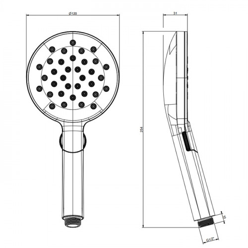 Gessi Emporio Emporio shower Трех позиционный ручной душ с защитой от накипи с круглым переключателем, цвет: Finox Brushed Nickel