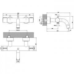 Gessi Emporio Via tortona Смеситель-термост наружный для ванны с автоматическим переключателем ванна-душ, цвет: Finox Brushed Nickel