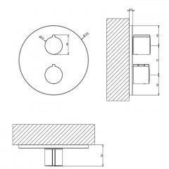 Gessi Emporio Via tortona Внешние части для термостатического смесителя на 2 позиции, цвет: Finox Brushed Nickel