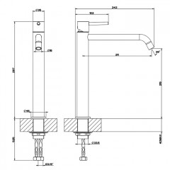 Gessi Emporio Via tortona Смеситель для раковины высокий с длинным изливом, без донного клапана, цвет: Black XL