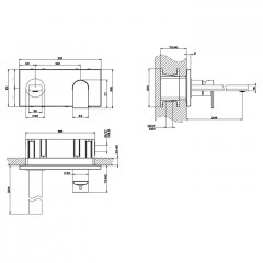 Gessi Emporio Via manzoni Bнешняя часть для настенного смесителя с длинным изливом, без донного клапана, цвет: Chrome