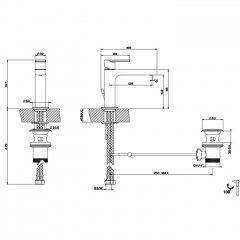 Gessi Emporio Via manzoni Смеситель для раковины с донным клапаном и соединительными шлангами, цвет: Chrome