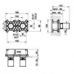 Gessi Emporio Via tortona Встраиваемая часть для смесителя с изливом., цвет: Chrome