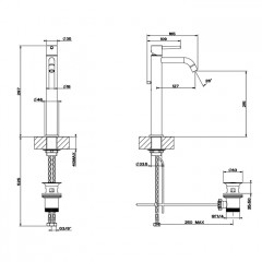 Gessi Emporio Via tortona Смеситель для раковины высокий с донным клапаном и соединительными шлангами, цвет: Finox Brushed Nickel