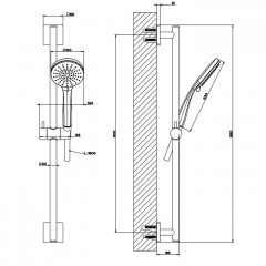 Gessi Emporio Emporio shower Штанга в комплекте с душевой лейкой на 3 позиции, шланг 1,50 м, цвет: Chrome