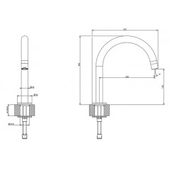 Gessi Emporio Via tortona Излив для умывальника, средняя длина, без донного клапана, цвет: Chrome