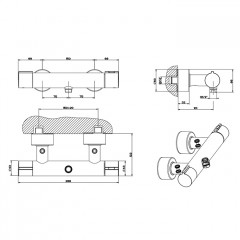 Gessi Emporio Via tortona Смеситель термостатический наружный для душа, цвет: Finox Brushed Nickel
