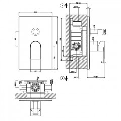 Gessi Emporio Via manzoni Внешние части для настенного смесителя на 2 выхода с переключателем ванна-душ, цвет: Black XL