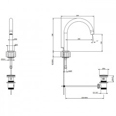 Gessi Emporio Via tortona Излив для умывальника, средняя длина, донный клапан в комплекте, цвет: Chrome
