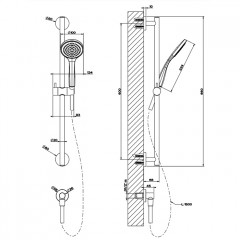 Gessi Emporio Emporio shower Штанга в комплекте с душевой лейкой, шланг 1,50 м и вывод воды, цвет: Finox Brushed Nickel