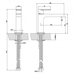 Gessi Emporio Via manzoni Смеситель для раковины без донного клапана, с соединительными шлангами, цвет: Finox Brushed Nickel