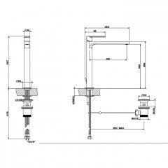 Gessi Emporio Via manzoni Смеситель для раковины высокий с донным клапаном и соединительными шлангами, цвет: Black XL