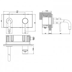 Gessi Emporio Via tortona Bнешняя часть для настенного смесителя с длинным изливом, без донного клапана, цвет: Black XL