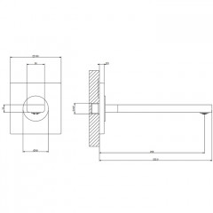 Gessi Emporio Via manzoni Настенный излив длинный, комбинируемый с удаленным управлением, цвет: Black XL