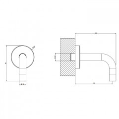 Gessi Emporio Via tortona Настенный излив короткий, комбинируемый с удаленным управлением, цвет: Black XL