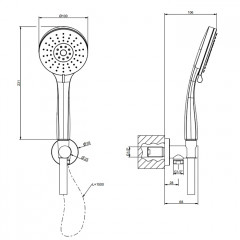 Gessi Emporio Emporio shower Душевой комплект: вывод воды, держатель, шланг 1,50 м и 3-позиционная душевая лейка с защитой от изв. налёта, цвет: Chro
