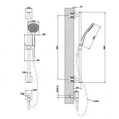 Gessi Emporio Emporio shower Штанга в комплекте с душевой лейкой, шланг 1,50 м и вывод воды, цвет: Black XL