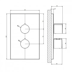 Gessi Emporio Via manzoni Внешние части для термостатического смесителя на 2 позиции, цвет: Black XL