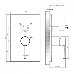 Gessi Emporio Via tortona Внешние части для настенного смесителя на 2 выхода с переключателем ванна-душ, цвет: Black XL