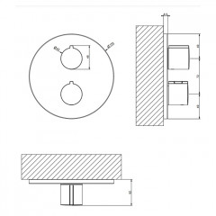 Gessi Emporio Via tortona Внешние части для термостатического смесителя на 1 позицию, цвет: Black XL
