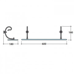 GLOBO Paestum Полка стеклянная 60см, цвет держателей metallo antico