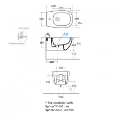 GLOBO Daily Биде подвесное 53*35х30см, с 1 отв. под смеситель, с системой скрытого крепежа, цвет белый матовый