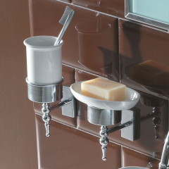 GLOBO Paestum Мыльница подвесная керамическая, цвет белый/хром