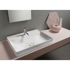 GLOBO T-Edge Раковина полувстраиваемая 61Х46, H 14 см, с 1 отв под смеситель, цвет белый